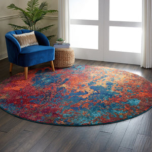 HomeRoots 4' Atlantic Abstract Power Loom Area Rug - Non-Skid, Durable, Stylish Design for Modern Spaces 8' Round Round 480174