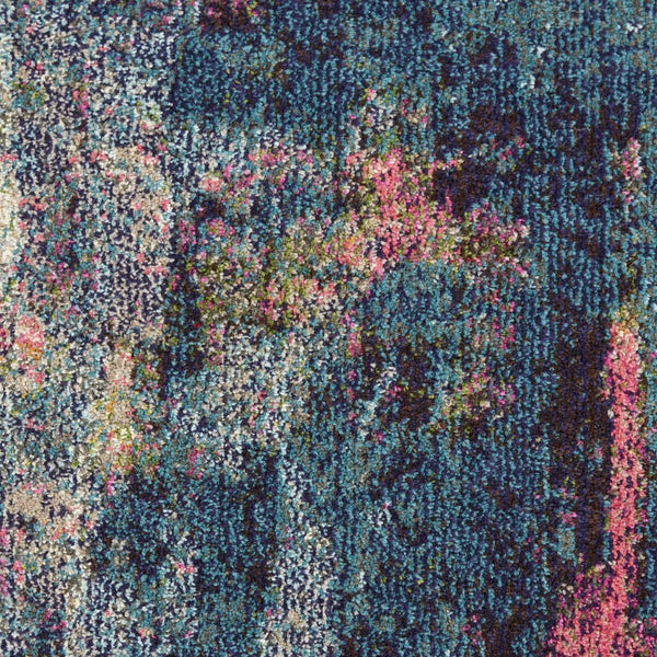 HomeRoots 2' X 8' Bold Blue and Yellow Abstract Power Loom Non-Skid Runner Rug for Hallways and Entryways 480177