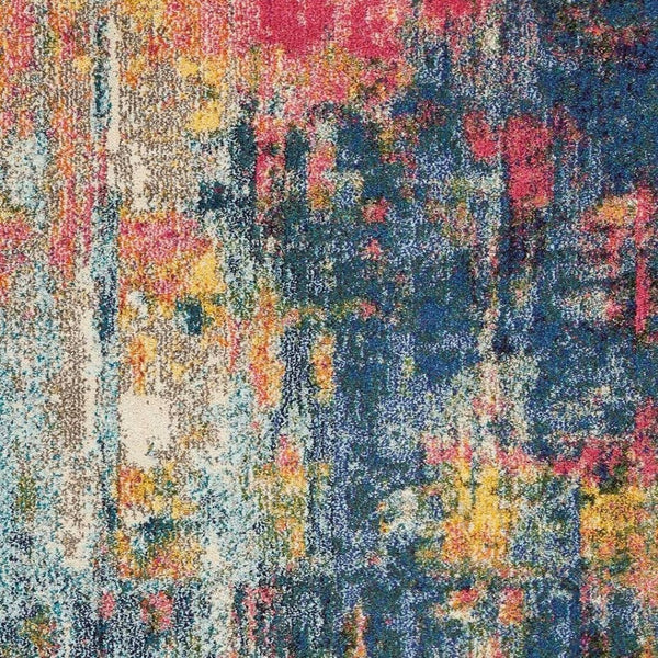 HomeRoots 4' Abstract Area Rug in Vibrant Blue and Yellow – Soft, Non-Skid, Durable Design for Any Space 4' X 6' Rectangle 480178