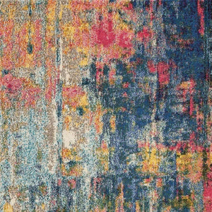 HomeRoots 4' Abstract Area Rug in Vibrant Blue and Yellow – Soft, Non-Skid, Durable Design for Any Space 4' X 6' Rectangle 480178