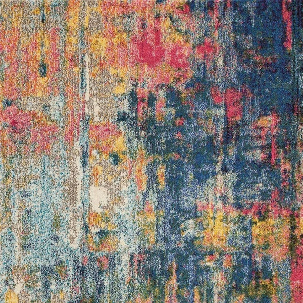 HomeRoots 4' Abstract Area Rug in Vibrant Blue and Yellow – Soft, Non-Skid, Durable Design for Any Space 4' X 6' Rectangle 480178