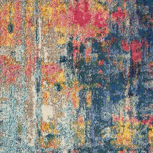 Homeroots 4' X 6' Blue And Yellow Abstract Power Loom Non Skid Area Rug  Polypropylene 480178