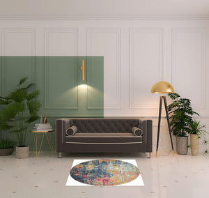 Homeroots 4' X 4' Blue And Yellow Abstract Power Loom Non Skid Area Rug  Polypropylene 480179