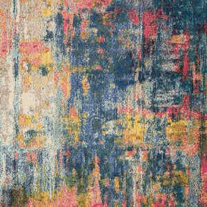 HomeRoots 4' Abstract Area Rug in Vibrant Blue and Yellow – Soft, Non-Skid, Durable Design for Any Space 5' X 7' Rectangle 480181
