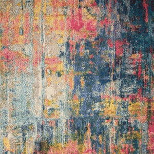 HomeRoots 4' Abstract Area Rug in Vibrant Blue and Yellow – Soft, Non-Skid, Durable Design for Any Space 5' X 7' Rectangle 480181