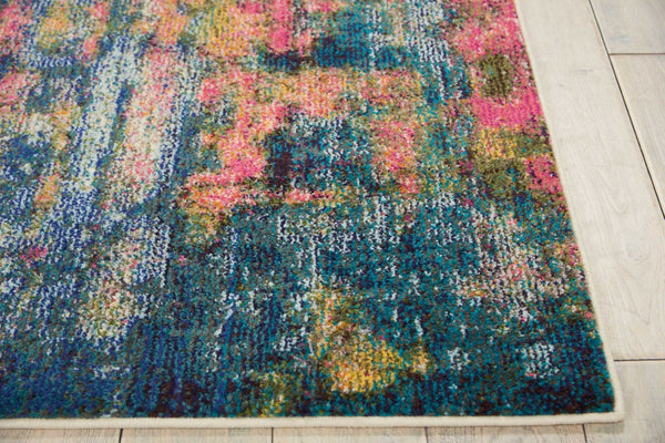 HomeRoots 4' Abstract Area Rug in Vibrant Blue and Yellow – Soft, Non-Skid, Durable Design for Any Space 5' X 7' Rectangle 480181