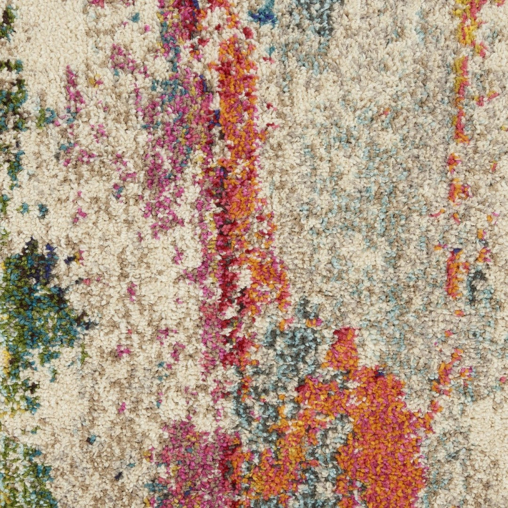 HomeRoots 2' X 8' Ivory Abstract Runner Rug - Durable, Non-Skid, Contemporary Design for High-Traffic Areas 480185