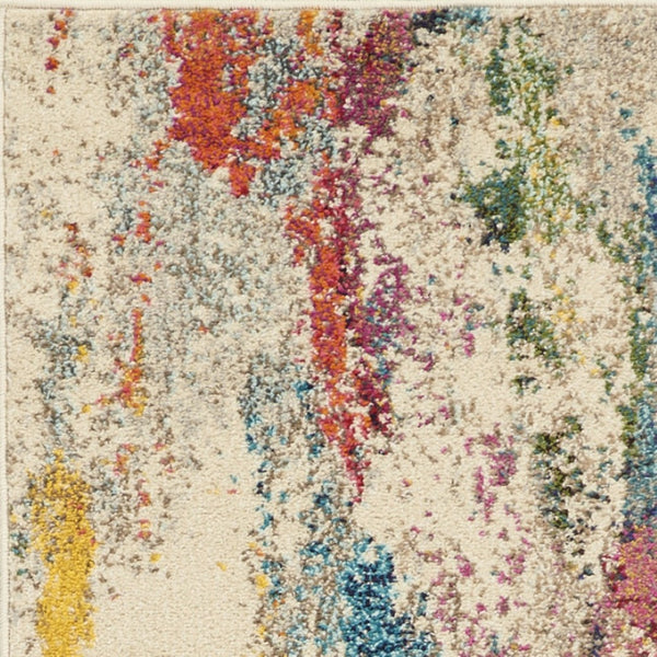 HomeRoots 2' X 8' Ivory Abstract Runner Rug - Durable, Non-Skid, Contemporary Design for High-Traffic Areas 480185