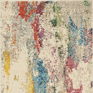 HomeRoots 2' X 8' Ivory Abstract Runner Rug - Durable, Non-Skid, Contemporary Design for High-Traffic Areas 480185