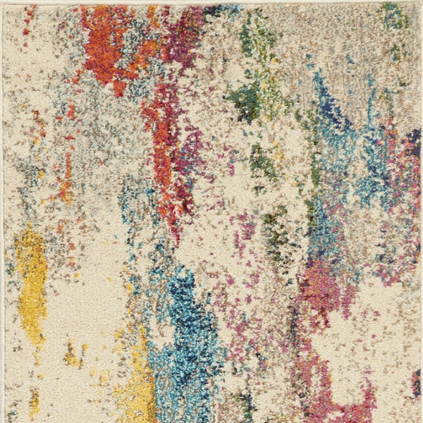 HomeRoots 2' X 8' Ivory Abstract Runner Rug - Durable, Non-Skid, Contemporary Design for High-Traffic Areas 480185