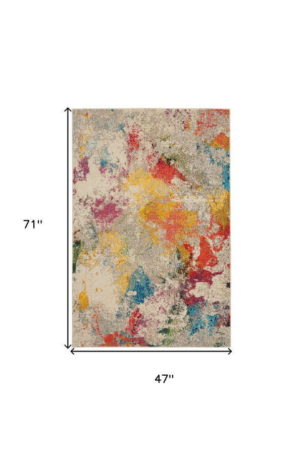 Homeroots 4' X 6' Ivory Abstract Power Loom Non Skid Area Rug  Polypropylene 480187