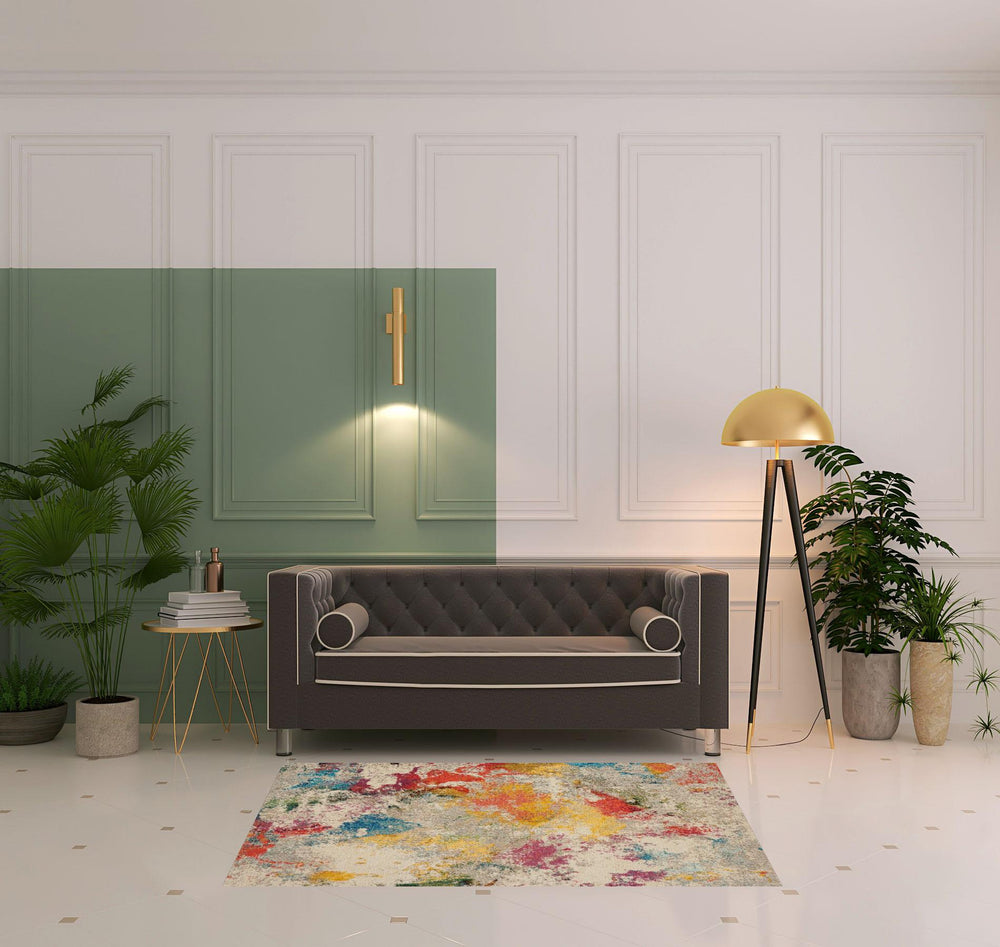 Homeroots 4' X 6' Ivory Abstract Power Loom Non Skid Area Rug  Polypropylene 480187