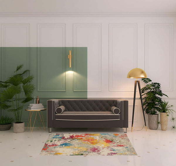 Homeroots 4' X 6' Ivory Abstract Power Loom Non Skid Area Rug  Polypropylene 480187