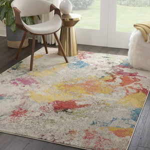 HomeRoots 4' Ivory Abstract Area Rug - Stylish Power Loom Design with Non-Skid Backing for Any Room Decor 4' X 6' Rectangle 480187