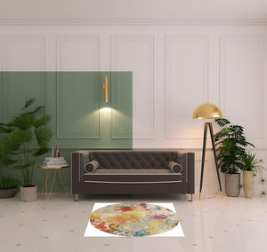 Homeroots 4' X 4' Ivory Abstract Power Loom Non Skid Area Rug  Polypropylene 480188