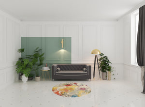 Homeroots 5' X 5' Ivory Round Abstract Power Loom Non Skid Area Rug  Polypropylene 480189