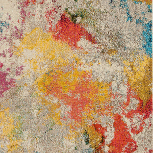 Homeroots 5' X 7' Ivory Abstract Power Loom Non Skid Area Rug  Polypropylene 480190