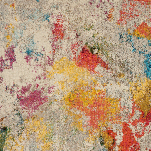 Homeroots 5' X 7' Ivory Abstract Power Loom Non Skid Area Rug  Polypropylene 480190