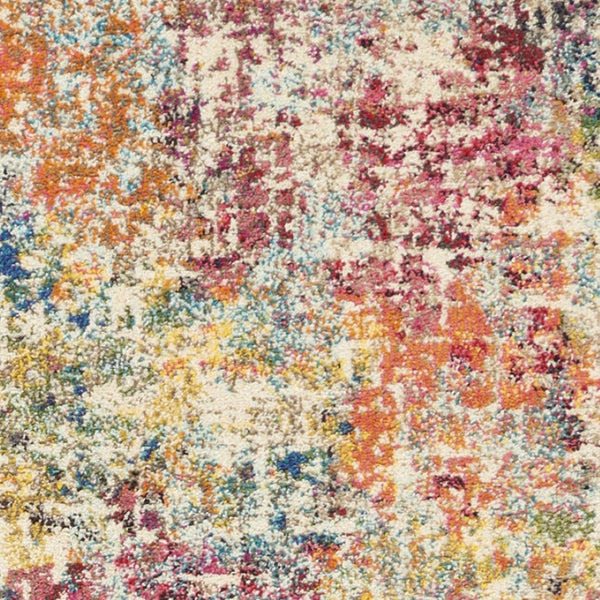 HomeRoots 2' X 8' Pink Abstract Runner Rug - Modern Distressed Design, Non-Skid, Perfect for Hallways & More 480194