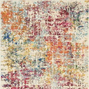 HomeRoots 2' X 8' Pink Abstract Runner Rug - Modern Distressed Design, Non-Skid, Perfect for Hallways & More 480194