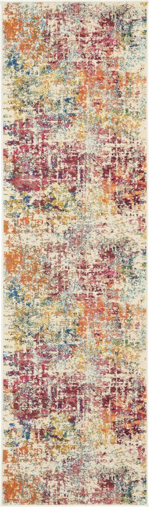 HomeRoots 2' X 8' Pink Abstract Runner Rug - Modern Distressed Design, Non-Skid, Perfect for Hallways & More 480194