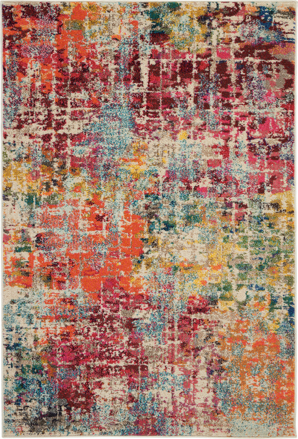 Homeroots 4' X 6' Pink Abstract Power Loom Distressed Non Skid Area Rug  Polypropylene 480195