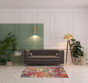 Homeroots 4' X 6' Pink Abstract Power Loom Distressed Non Skid Area Rug  Polypropylene 480195