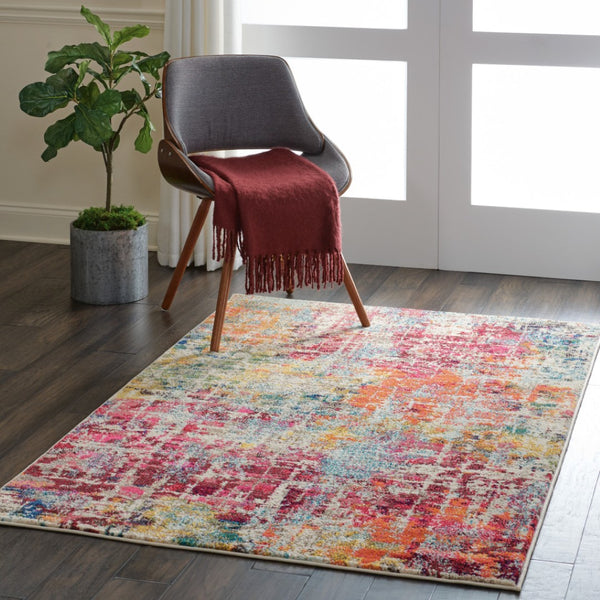 HomeRoots 4' Pink Abstract Area Rug - Contemporary Non-Skid Design for Living Rooms, Bedrooms & Home Offices 4' X 6' Rectangle 480195