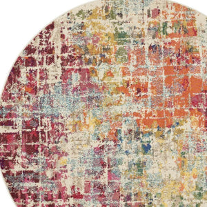 HomeRoots 4' Pink Abstract Area Rug - Contemporary Non-Skid Design for Living Rooms, Bedrooms & Home Offices 4' Round Round 480196