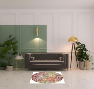 Homeroots 4' X 4' Pink Abstract Power Loom Distressed Non Skid Area Rug  Polypropylene 480196