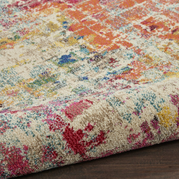 HomeRoots 4' Pink Abstract Area Rug - Contemporary Non-Skid Design for Living Rooms, Bedrooms & Home Offices 5' Round Round 480197