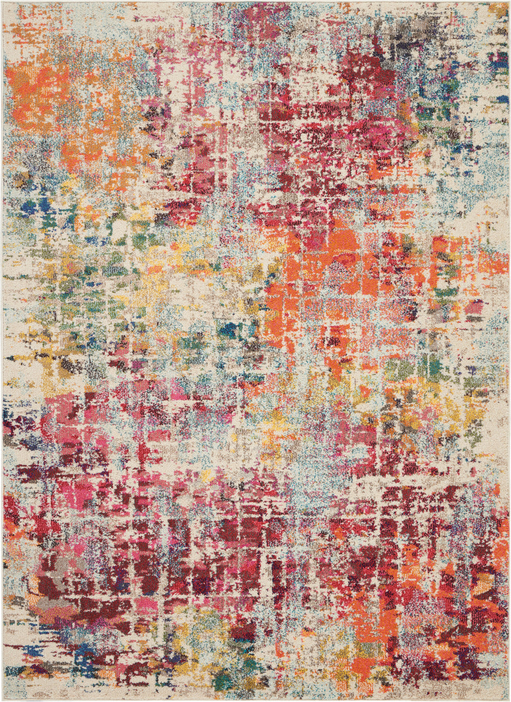 Homeroots 5' X 7' Pink Abstract Power Loom Distressed Non Skid Area Rug  Polypropylene 480198