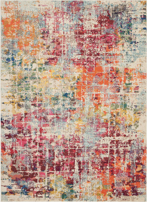 Homeroots 5' X 7' Pink Abstract Power Loom Distressed Non Skid Area Rug  Polypropylene 480198