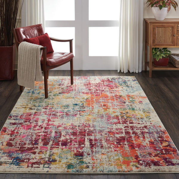 HomeRoots 4' Pink Abstract Area Rug - Contemporary Non-Skid Design for Living Rooms, Bedrooms & Home Offices 5' X 7' Rectangle 480198