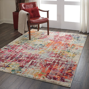 HomeRoots 4' Pink Abstract Area Rug - Contemporary Non-Skid Design for Living Rooms, Bedrooms & Home Offices 5' X 7' Rectangle 480198