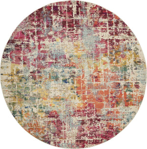 HomeRoots 4' Pink Abstract Area Rug - Contemporary Non-Skid Design for Living Rooms, Bedrooms & Home Offices 8' Round Round 480199