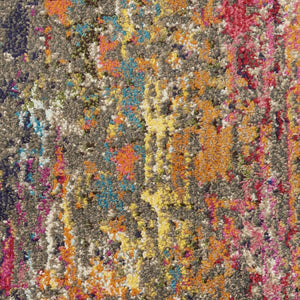 HomeRoots 8' Vibrant Blue, Yellow & Orange Abstract Runner Rug - Stylish, Stain-Resistant, Modern Design for Any Space 480202