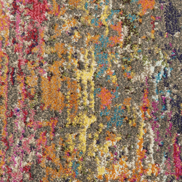 HomeRoots 8' Vibrant Blue, Yellow & Orange Abstract Runner Rug - Stylish, Stain-Resistant, Modern Design for Any Space 480202