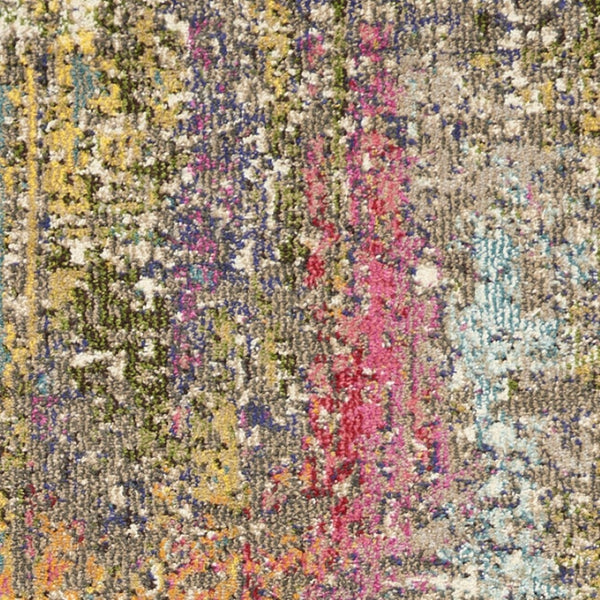 HomeRoots 8' Vibrant Blue, Yellow & Orange Abstract Runner Rug - Stylish, Stain-Resistant, Modern Design for Any Space 480202