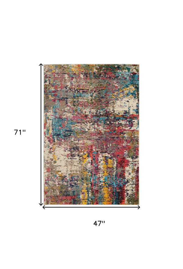Homeroots 4' X 6' Sunset Abstract Power Loom Non Skid Area Rug  Polypropylene 480203