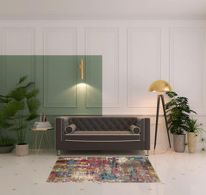 Homeroots 4' X 6' Sunset Abstract Power Loom Non Skid Area Rug  Polypropylene 480203