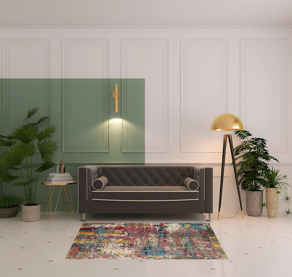 Homeroots 4' X 6' Sunset Abstract Power Loom Non Skid Area Rug  Polypropylene 480203