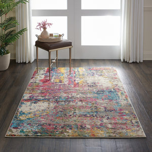 HomeRoots 4' Sunset Abstract Area Rug - Power Loomed, Non-Skid, Plush Pile for Living Rooms & Bedrooms 480203