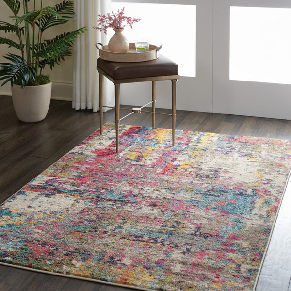 HomeRoots 4' Sunset Abstract Area Rug - Power Loomed, Non-Skid, Plush Pile for Living Rooms & Bedrooms 480203