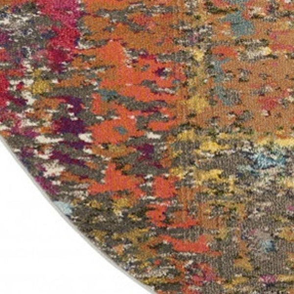 HomeRoots 4' Sunset Abstract Area Rug – Stylish Geometric Design for Living Rooms, Bedrooms & Home Offices 4' Round Round 480204