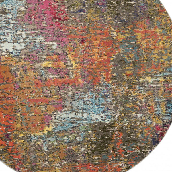 Homeroots 4' X 4' Sunset Abstract Power Loom Non Skid Area Rug  Polypropylene 480204