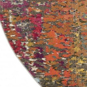 HomeRoots 4' Sunset Abstract Area Rug – Stylish Geometric Design for Living Rooms, Bedrooms & Home Offices 5' Round Round 480205
