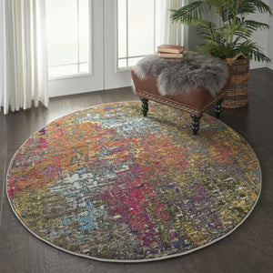 HomeRoots 4' Sunset Abstract Area Rug – Stylish Geometric Design for Living Rooms, Bedrooms & Home Offices 5' Round Round 480205
