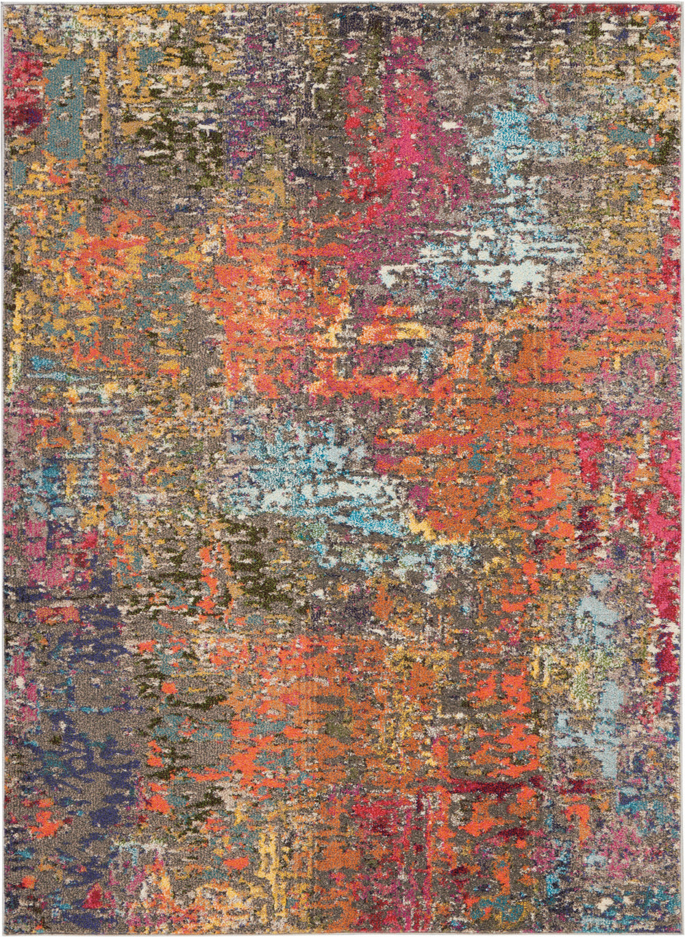 Homeroots 5' X 7' Sunset Abstract Power Loom Non Skid Area Rug  Polypropylene 480206