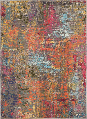 Homeroots 5' X 7' Sunset Abstract Power Loom Non Skid Area Rug  Polypropylene 480206